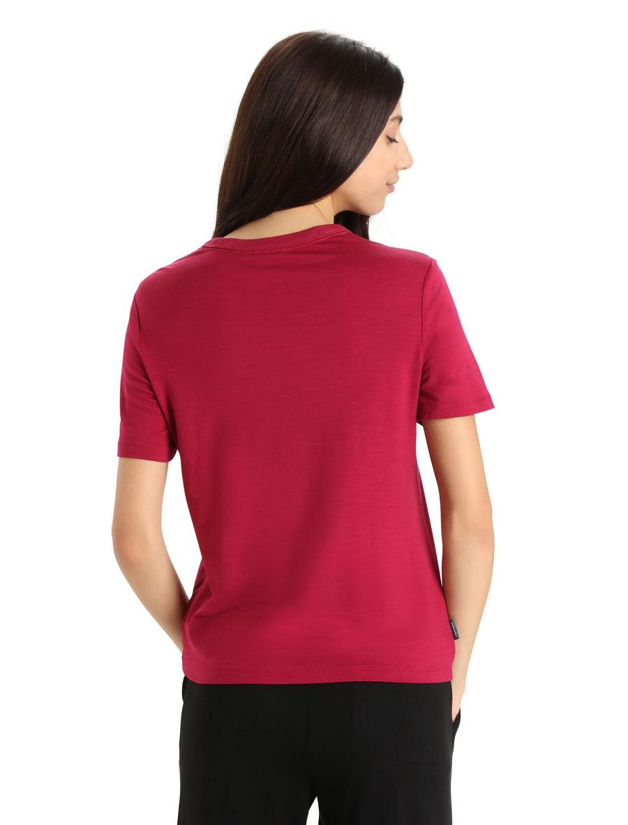 Cherry Women's Icebreaker MerinoFine™ Short Sleeve T Shirts | USA 1612HAPK